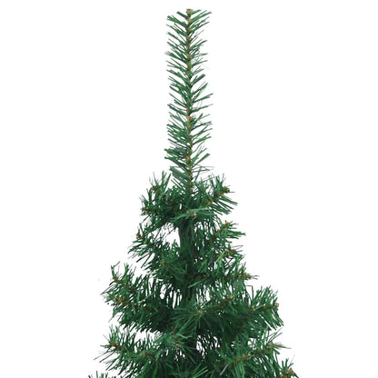 Hoek Kunstkerstboom Met 300 Led Groen 180 Cm Pvc En Metaal 180 x 65 cm met LEDs en witte/grijze ballen