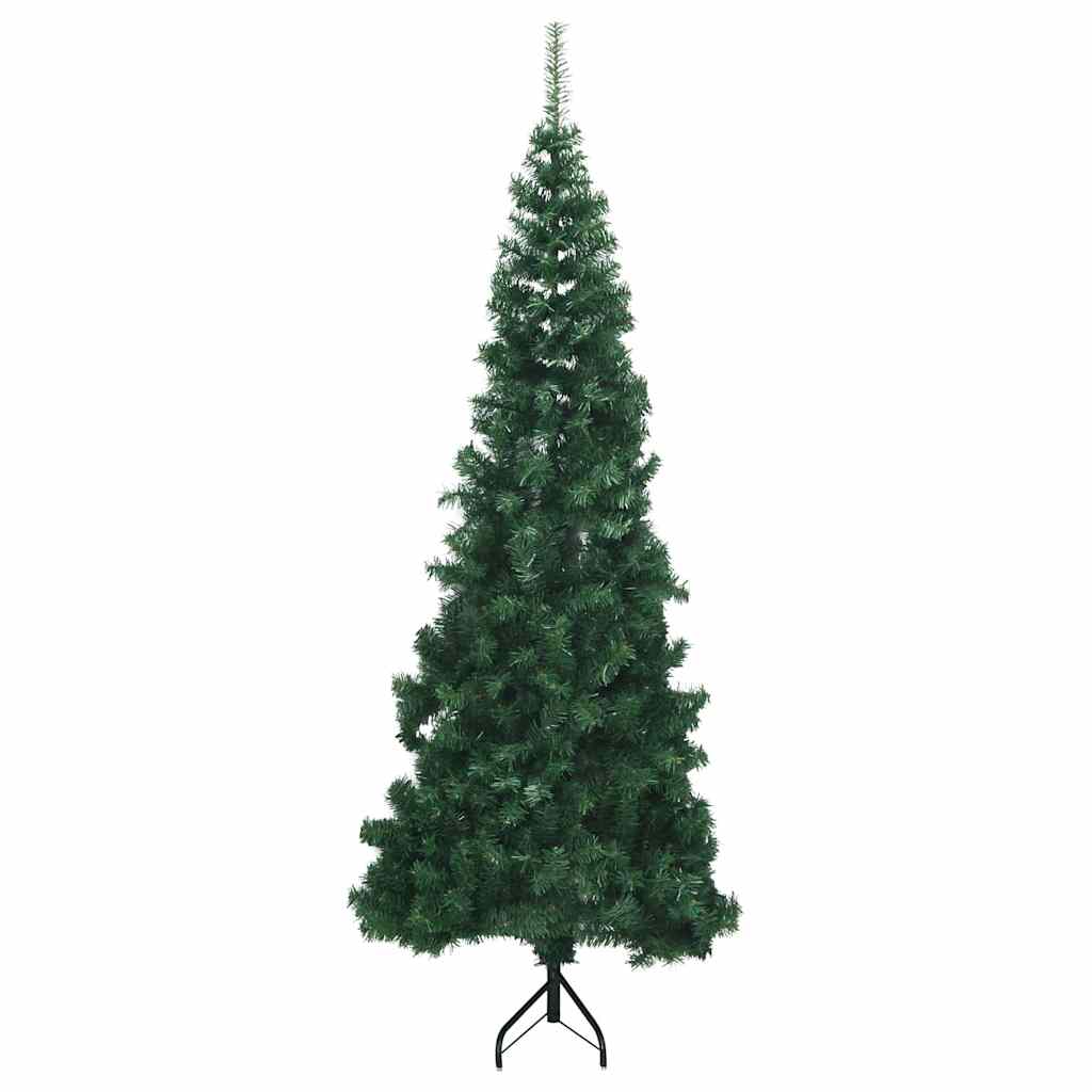 Hoek Kunstkerstboom Met 300 Led Groen 180 Cm Pvc En Metaal 180 x 65 cm met LEDs en witte/grijze ballen
