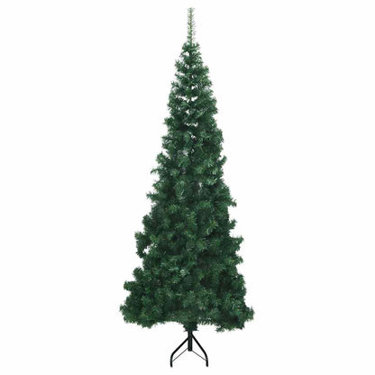 Hoek Kunstkerstboom Met 300 Led Groen 180 Cm Pvc En Metaal 180 x 65 cm met LEDs en witte/grijze ballen