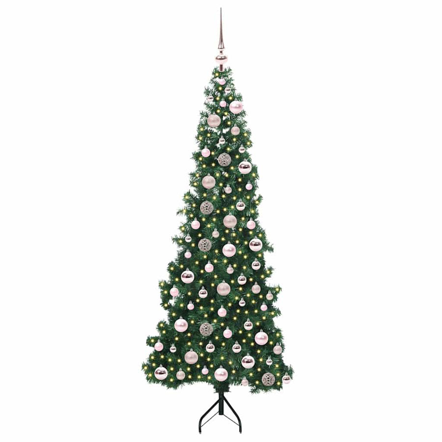Hoek Kunstkerstboom met 300 LED Groen 180 cm PVC en Metaal