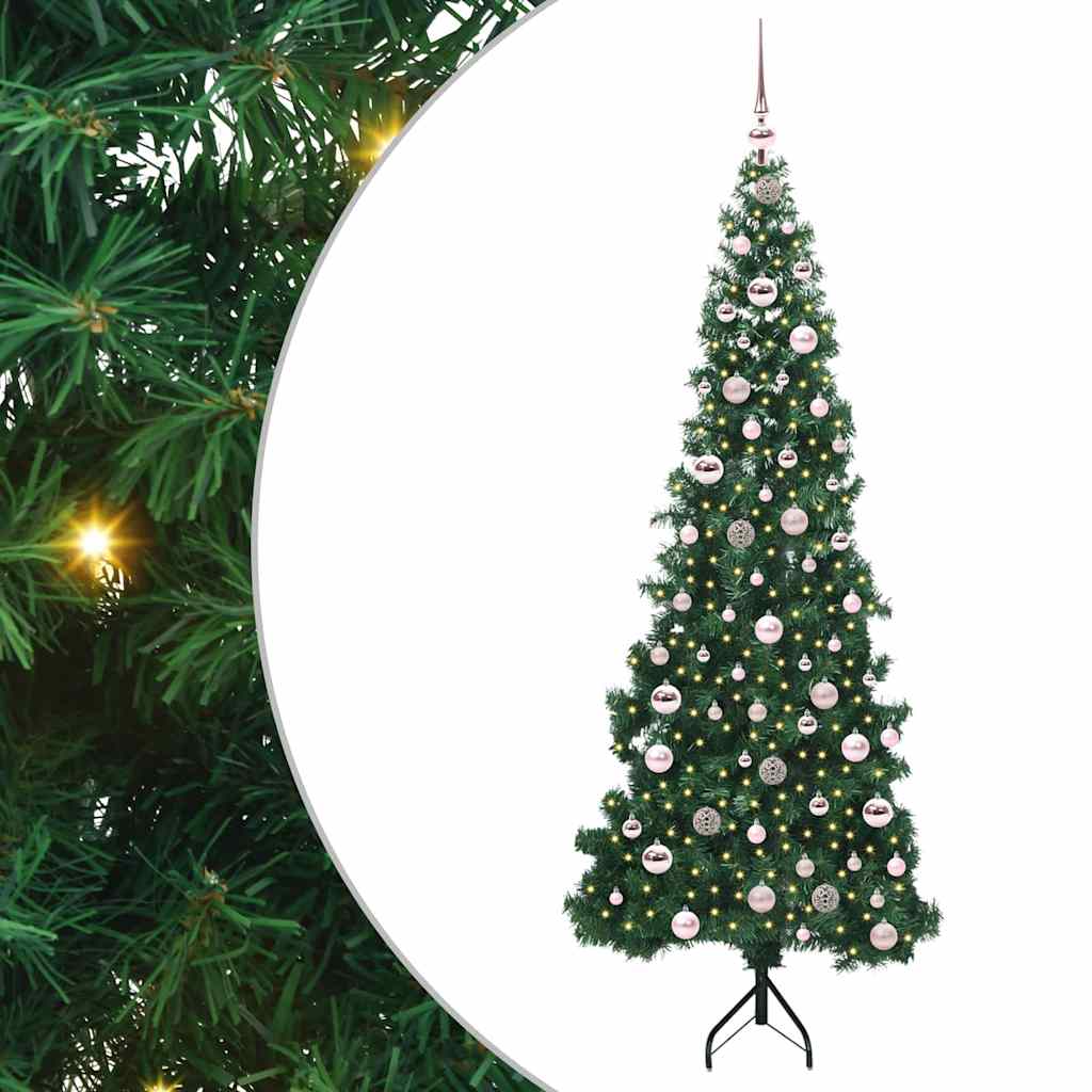 Hoek Kunstkerstboom met 300 LED Groen 210 cm PVC en Metaal