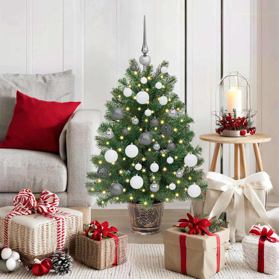 Kunstkerstboom met 150 LED met standaard Groen 90 cm PE en PVC