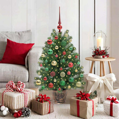 Kunstkerstboom met 150 LED met standaard Groen 90 cm PE en PVC