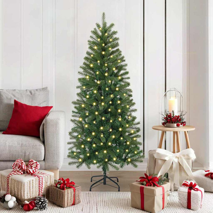 Kunstkerstboom met 150 LED met standaard Groen 150 cm PE en PVC