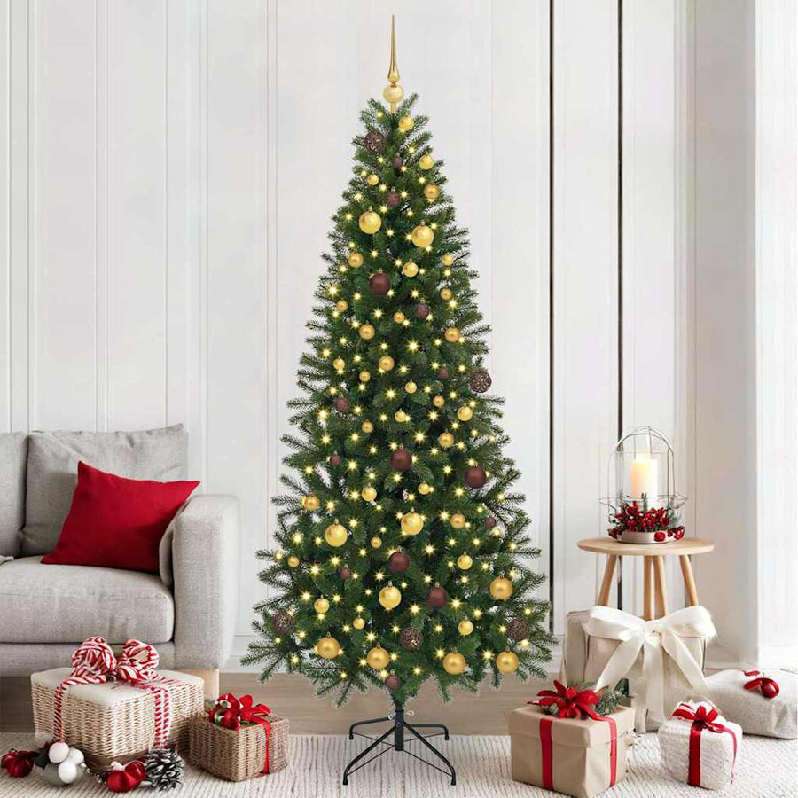 Kunstkerstboom met 300 LED met standaard Groen 210 cm PE en PVC