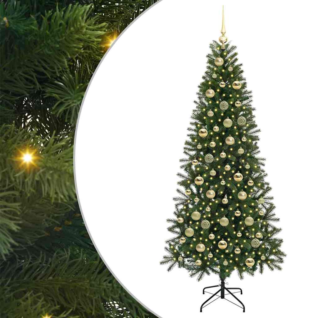 Kunstkerstboom met 300 LED met standaard Groen 210 cm PE en PVC
