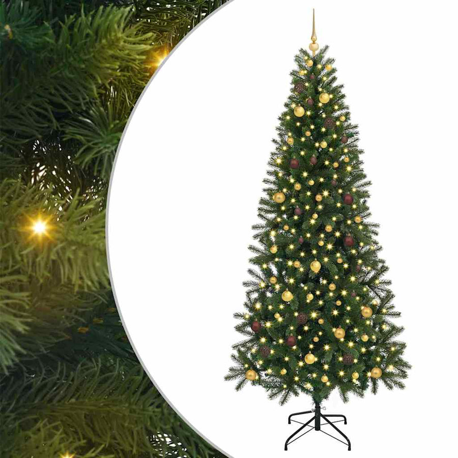 Kunstkerstboom met 300 LED met standaard Groen 240 cm PE en PVC