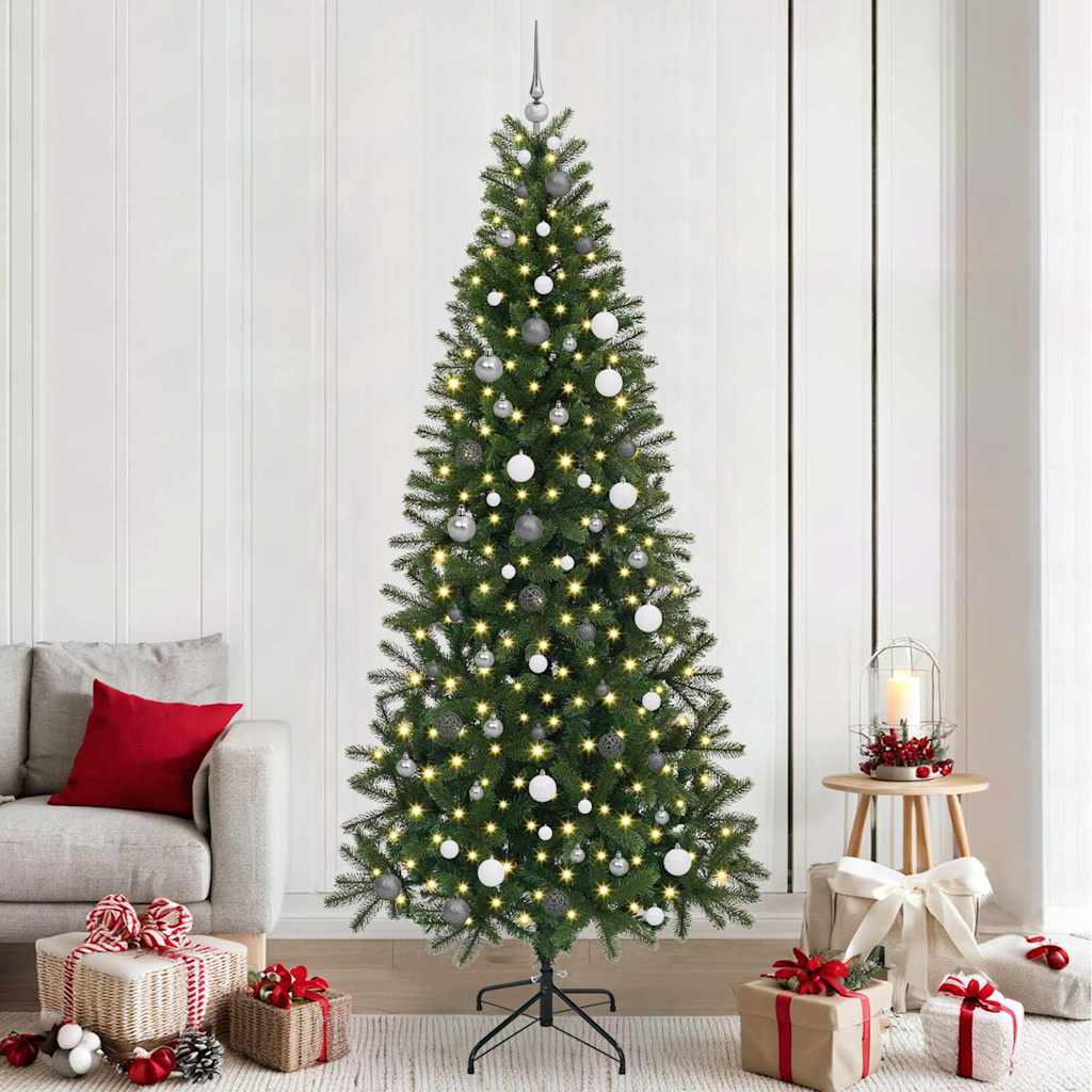 Kunstkerstboom met 300 LED met standaard Groen 240 cm PE en PVC