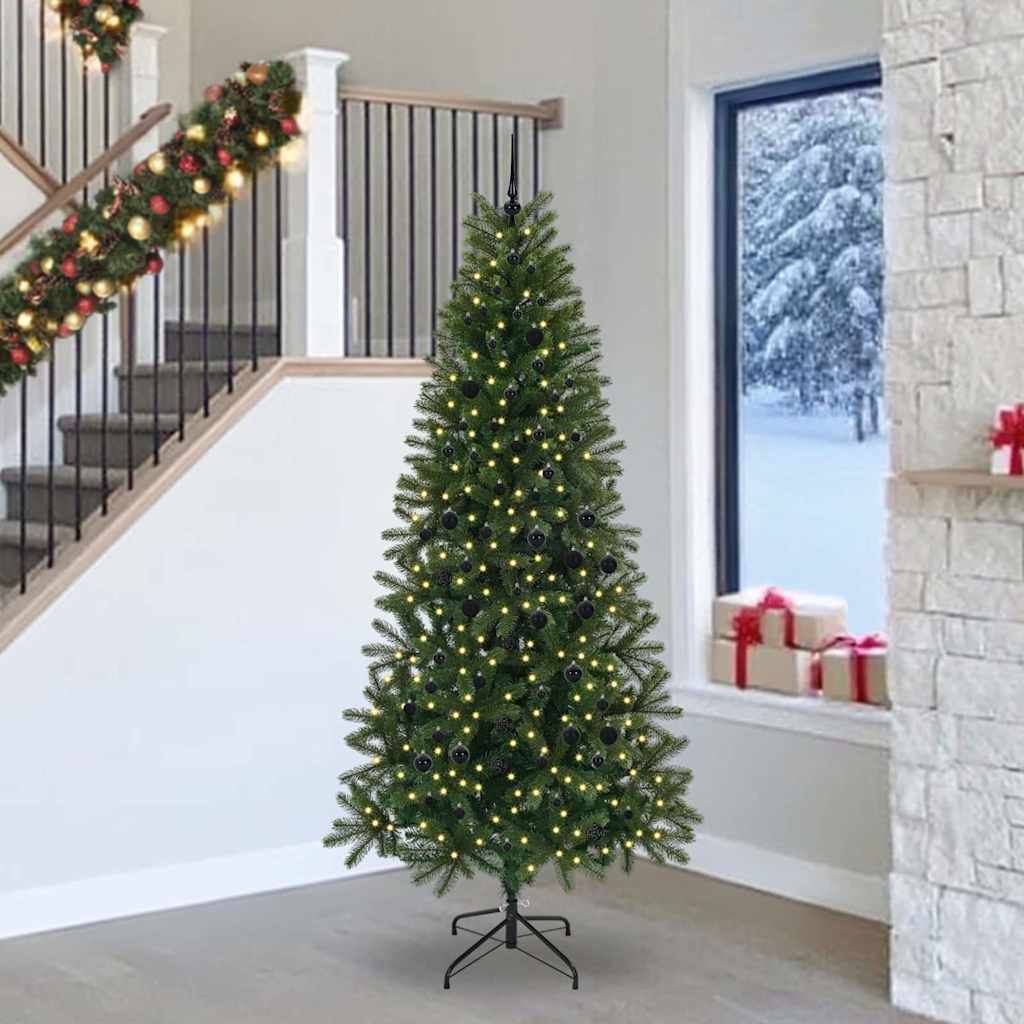 Kunstkerstboom met 300 LED met standaard Groen 240 cm PE en PVC
