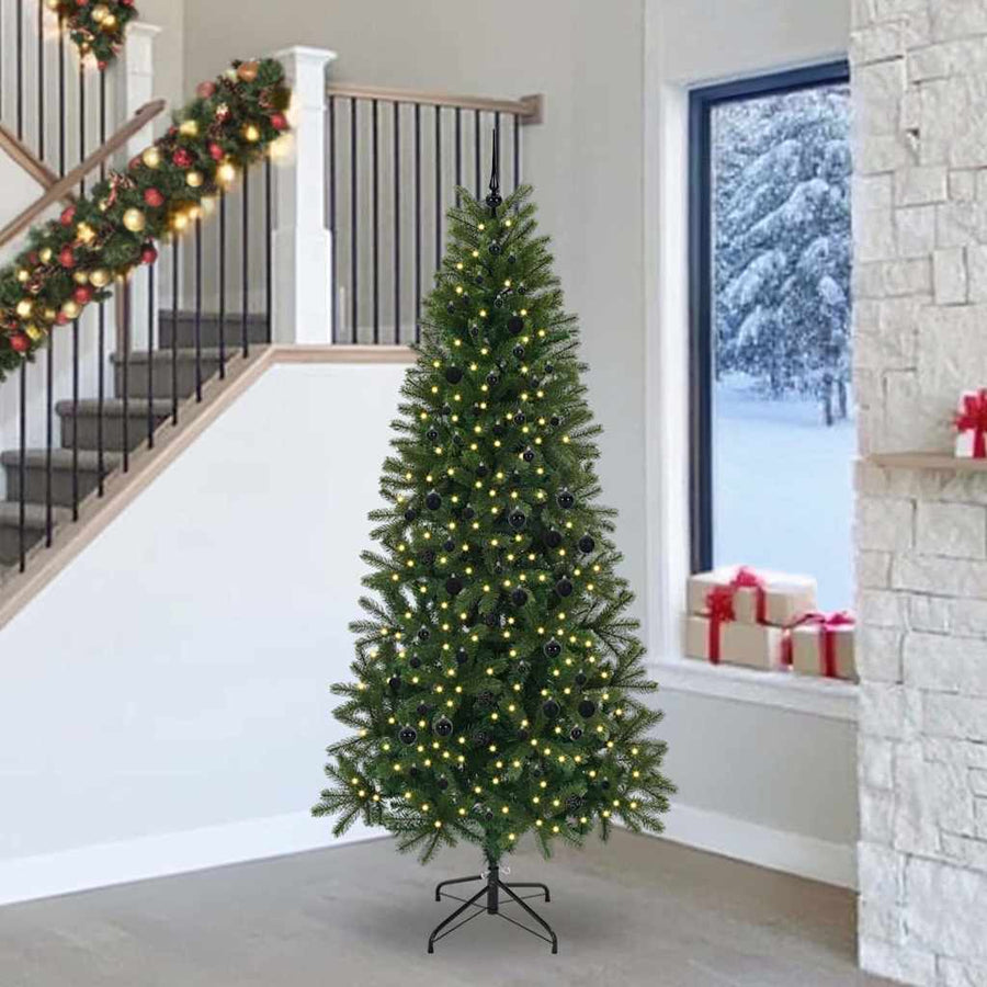 Kunstkerstboom met 300 LED met standaard Groen 240 cm PE en PVC