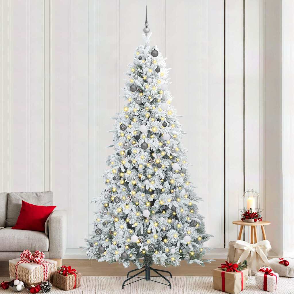 Kunstmatige Inklapbare Kerstboom Wit 240 cm PE en PVC