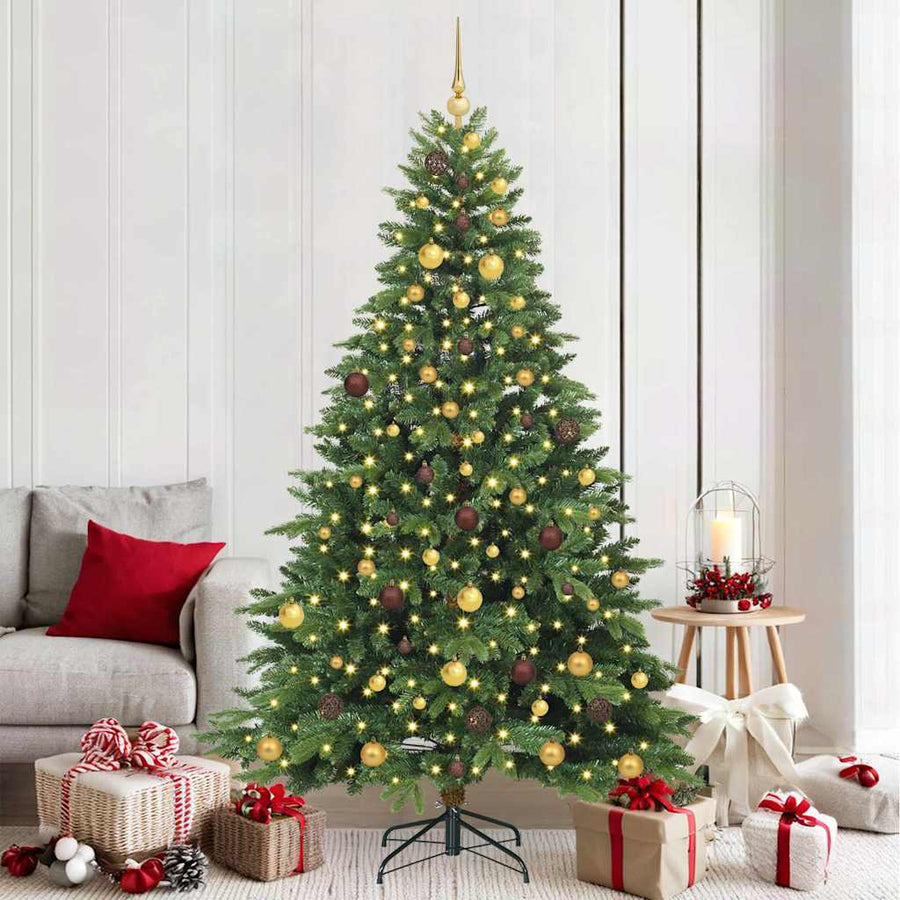 Kunstkerstboom met 300 LED met standaard Groen 210 cm PE en PVC