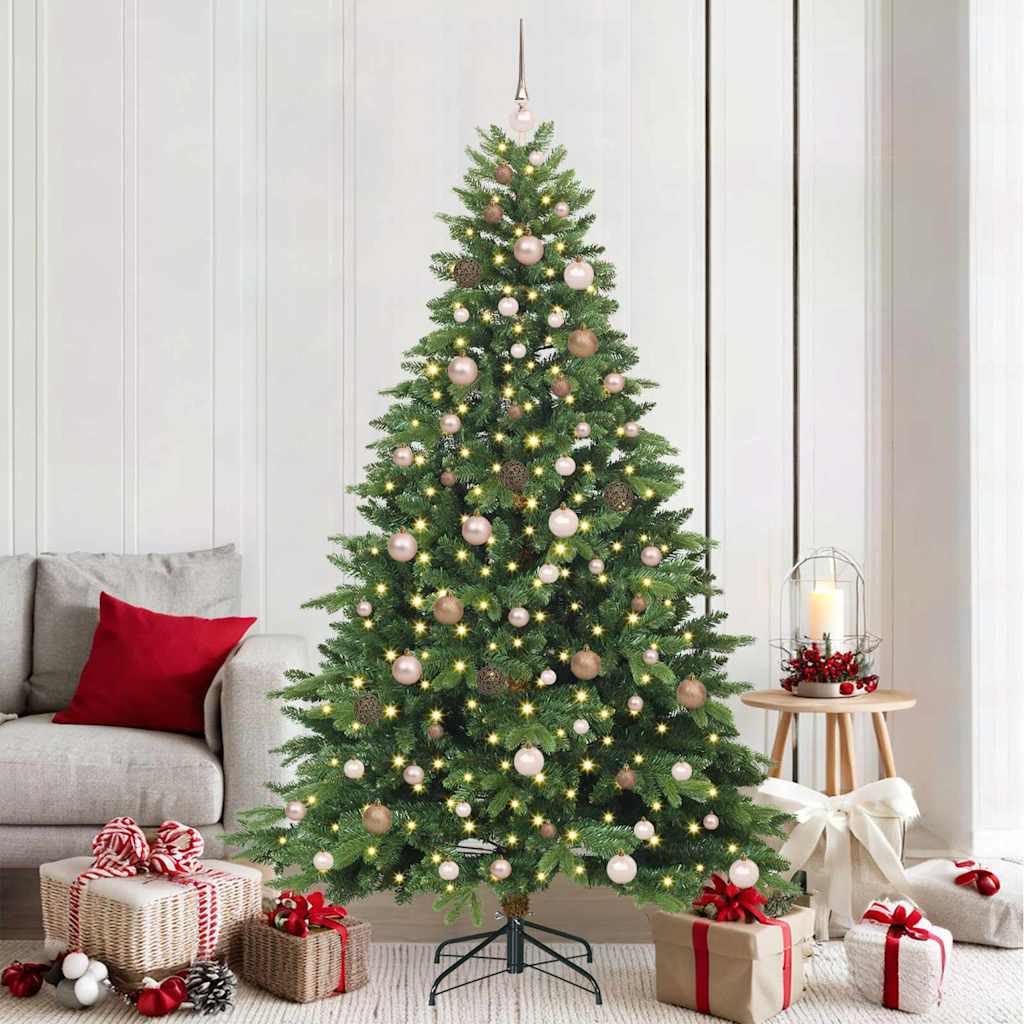 Kunstkerstboom met 300 LED met standaard Groen 210 cm PE en PVC
