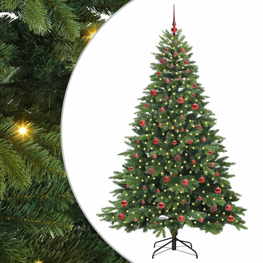 Kunstkerstboom met 300 LED met standaard Groen 210 cm PE en PVC