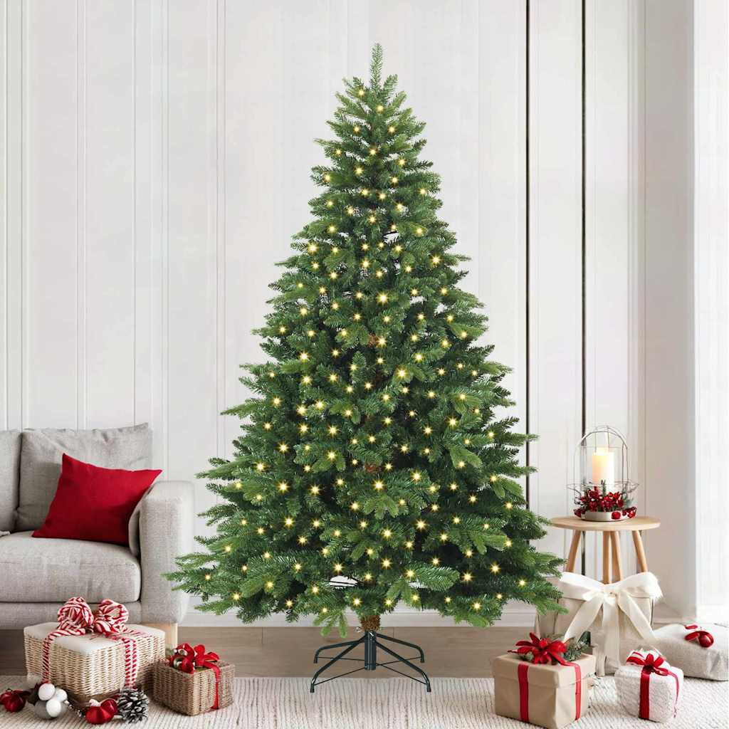 Kunstkerstboom met 300 LED met standaard Groen 240 cm PE en PVC