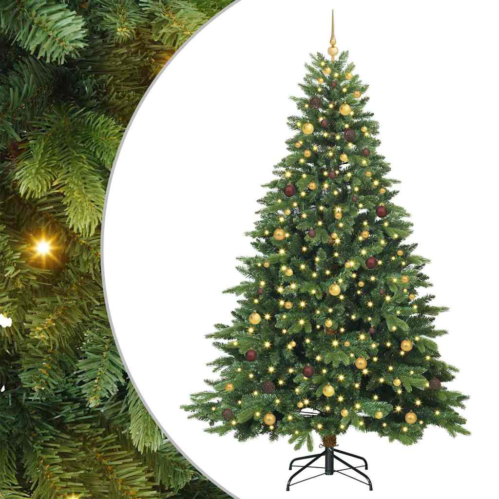 Kunstkerstboom met 300 LED met standaard Groen 240 cm PE en PVC