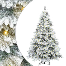 Kunstkerstboom Met 300 Led Met Standaard Pe En Pvc 180 cm Wit met LED's en witte/grijze ballen