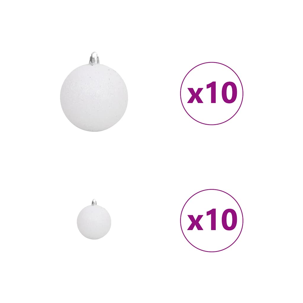 Kunstkerstboom Met 300 Led Met Standaard Pe En Pvc 180 cm Wit met LED's en witte/grijze ballen