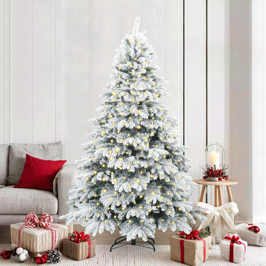 Kunstkerstboom met 300 LED met standaard Wit 210 cm PE en PVC