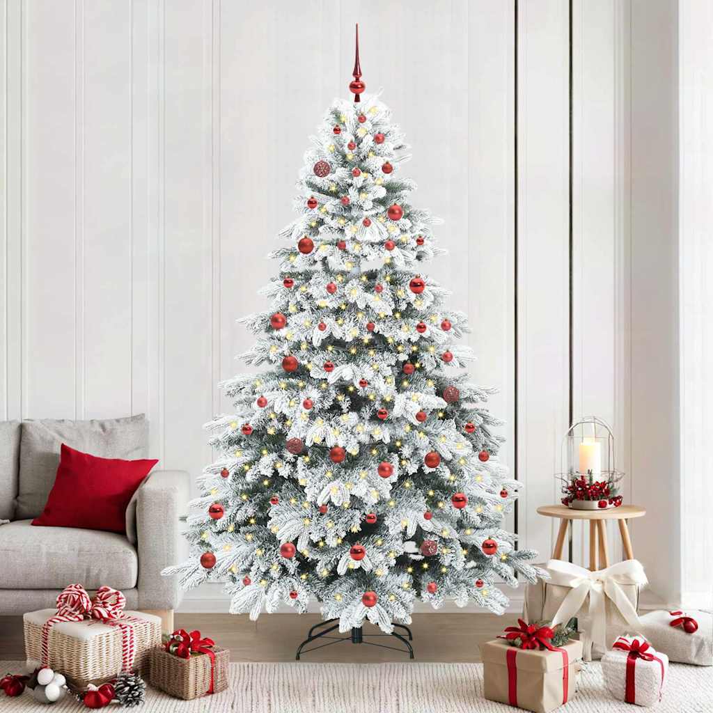 Kunstkerstboom met 300 LED met standaard Wit 210 cm PE en PVC