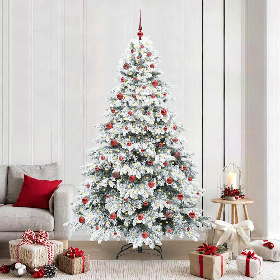 Kunstkerstboom met 300 LED met standaard Wit 210 cm PE en PVC