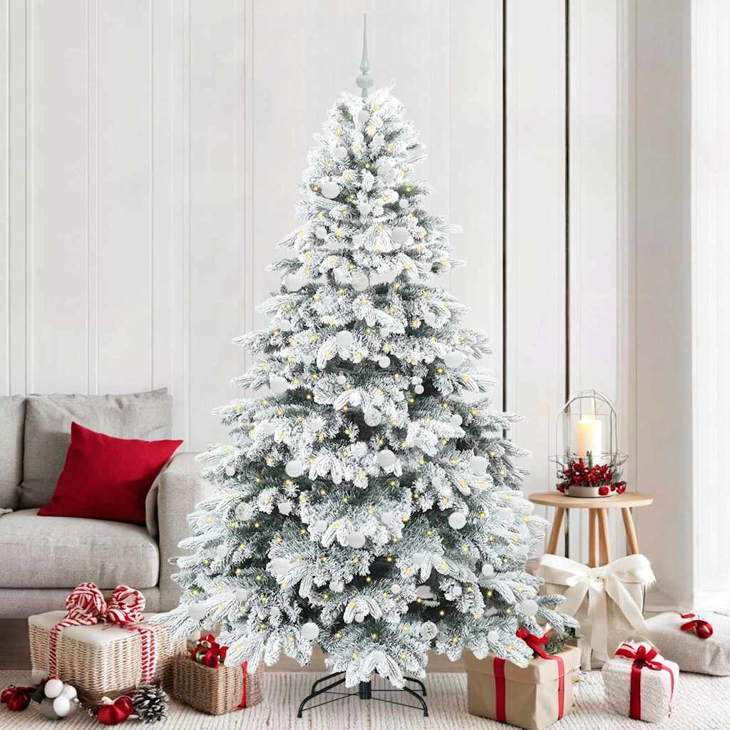 Kunstkerstboom met 300 LED met standaard Wit 210 cm PE en PVC
