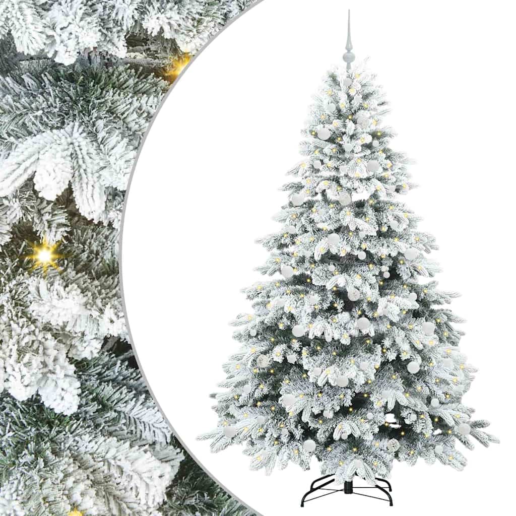 Kunstkerstboom met 300 LED met standaard Wit 210 cm PE en PVC