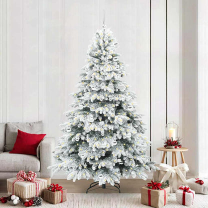 Kunstkerstboom met 300 LED met standaard Wit 210 cm PE en PVC