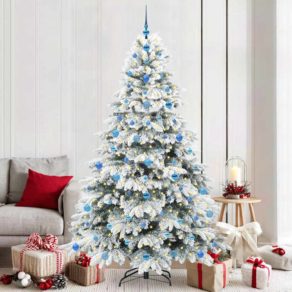 Kunstkerstboom met 300 LED met standaard Wit 210 cm PE en PVC