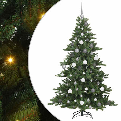 Kunstmatige Inklapbare Kerstboom Pvc En Staal 180 cm Groen met LED's en witte/grijze ballen