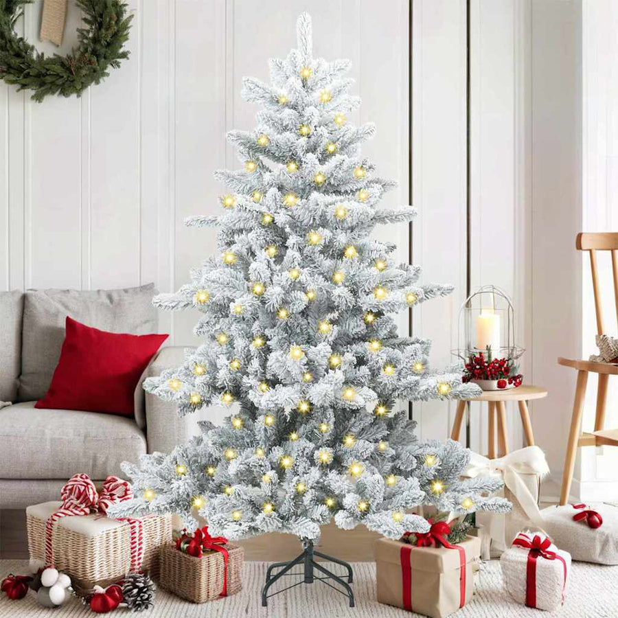 Kunstmatige Inklapbare Kerstboom Wit 150 cm PVC en staal