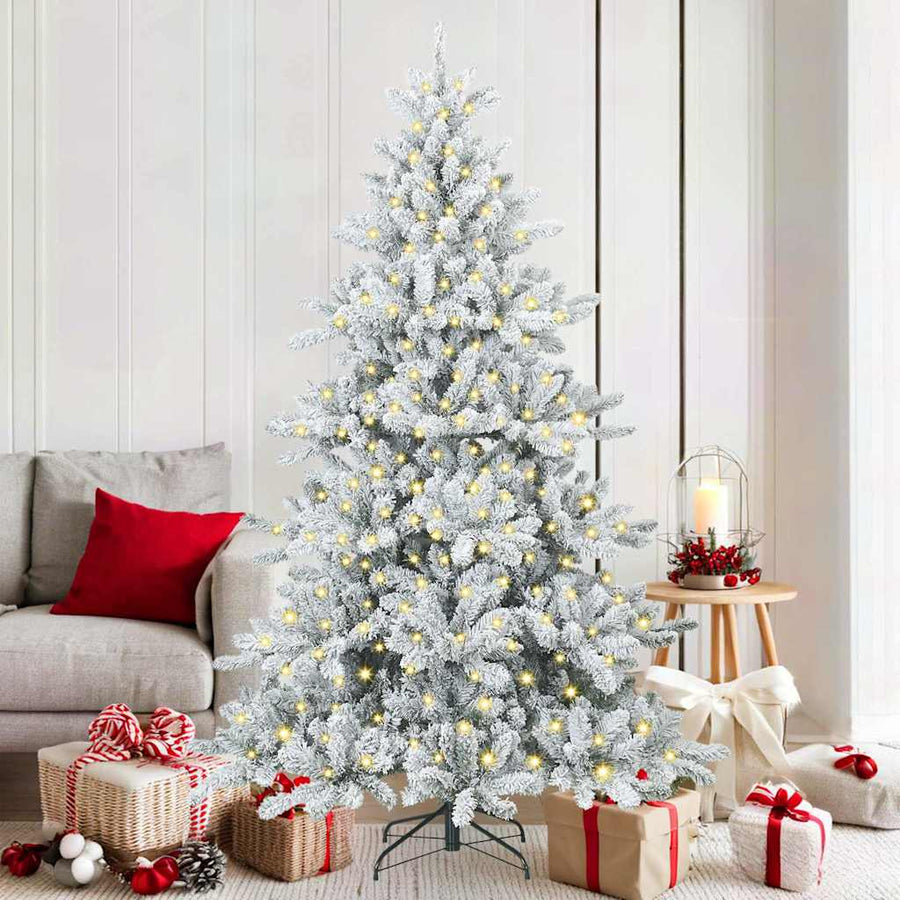 Kunstmatige Inklapbare Kerstboom met 300 LED's Wit 180 cm PVC