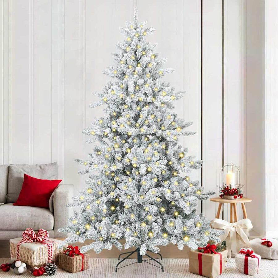 Kunstmatige Inklapbare Kerstboom met 300 LED's Wit 210 cm PVC