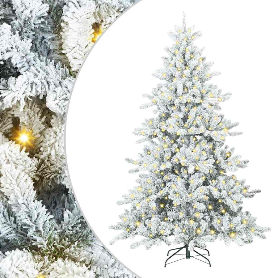 Kunstmatige Inklapbare Kerstboom met 300 LED's Wit 210 cm PVC