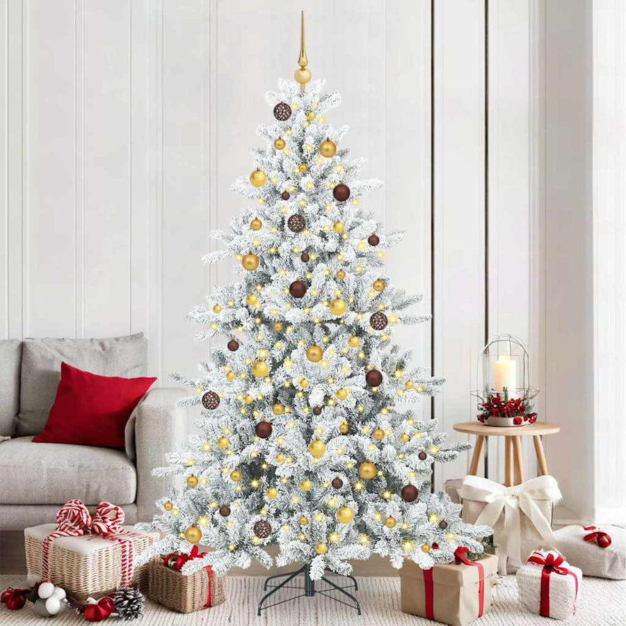 Kunstmatige Inklapbare Kerstboom Wit 210 cm PVC en staal