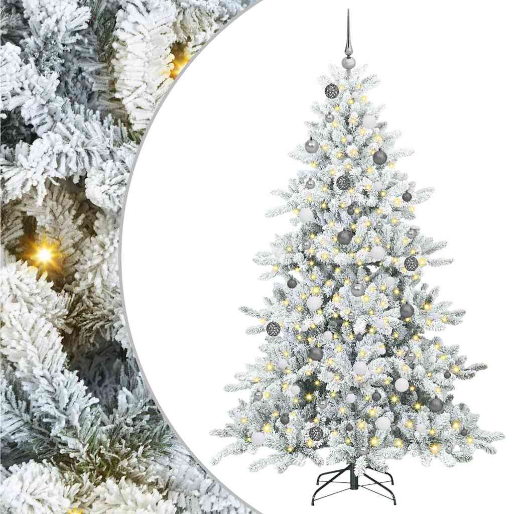 Kunstmatige Inklapbare Kerstboom Wit 210 cm PVC en staal