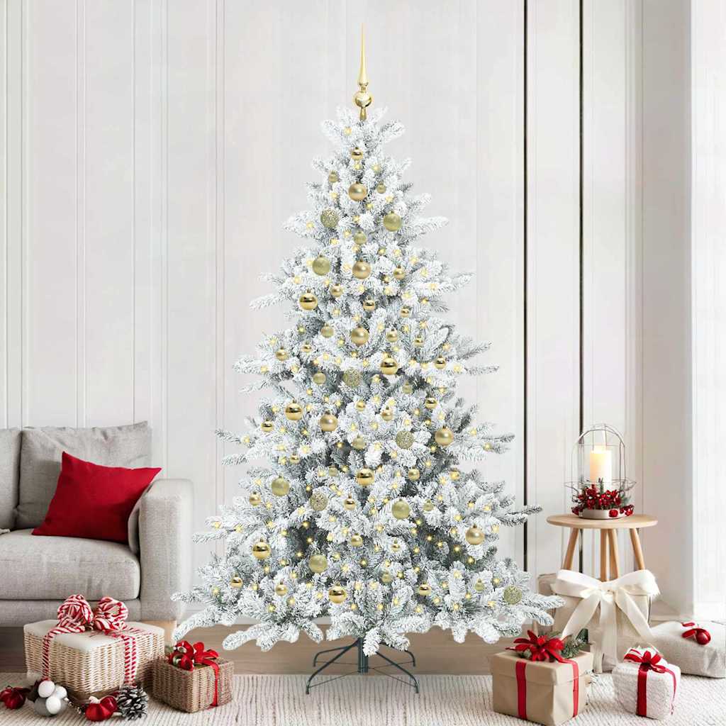 Kunstmatige Inklapbare Kerstboom Wit 210 cm PVC en staal