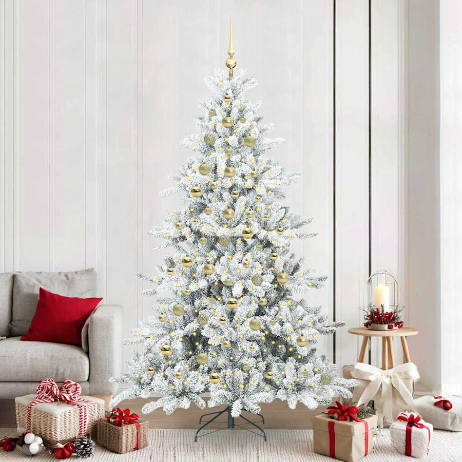 Kunstmatige Inklapbare Kerstboom Wit 210 cm PVC en staal
