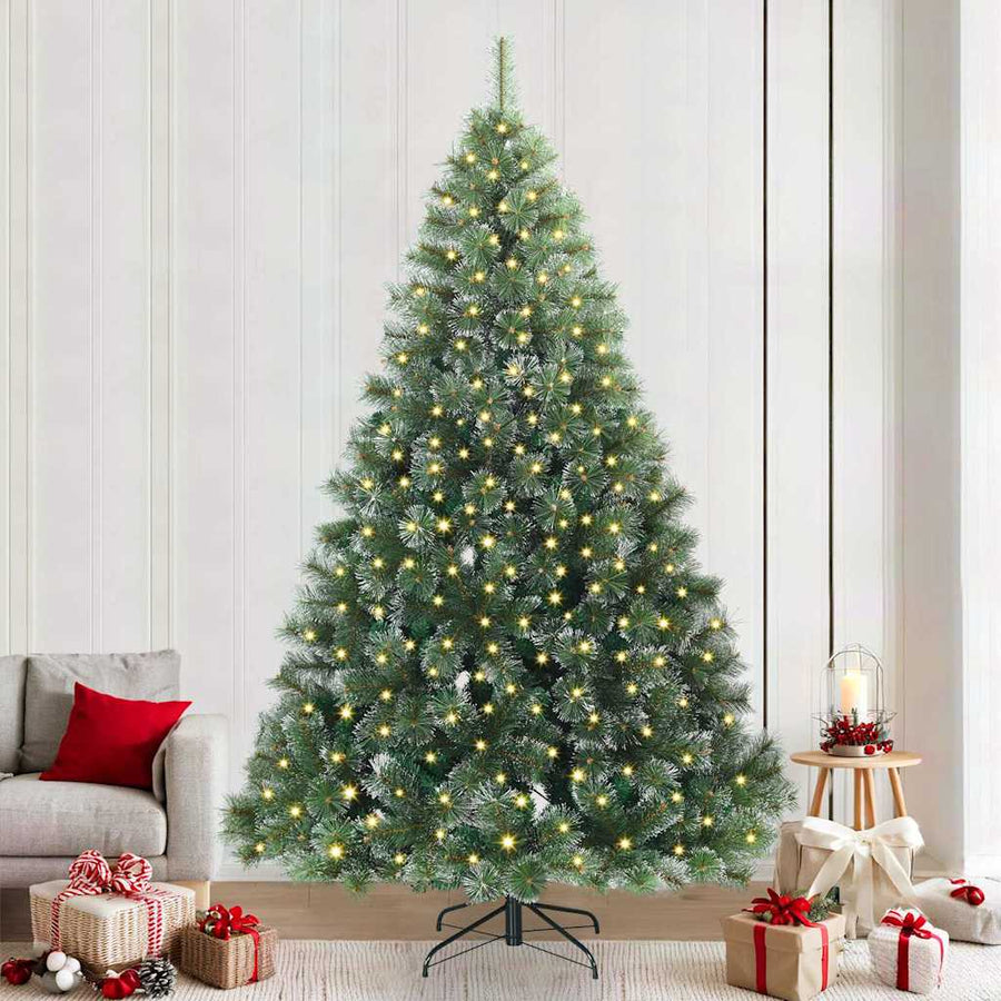 Kunstkerstboom Met 300 Led Met Standaard Groen Pe En Pvc Wit 240 cm