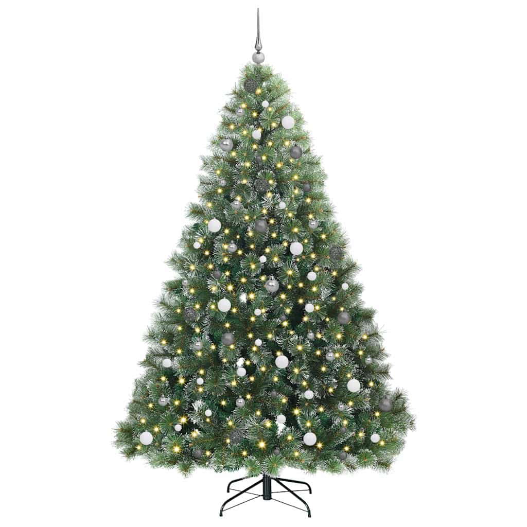 Kunstkerstboom Met 300 Led Met Standaard Groen Pe En Pvc Wit 240 cm