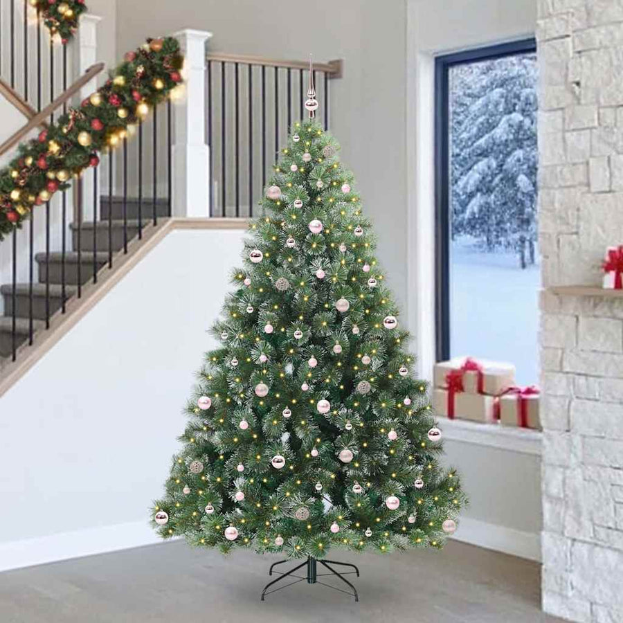 Kunstkerstboom Met 300 Led Met Standaard Groen Pe En Pvc Wit 240 cm