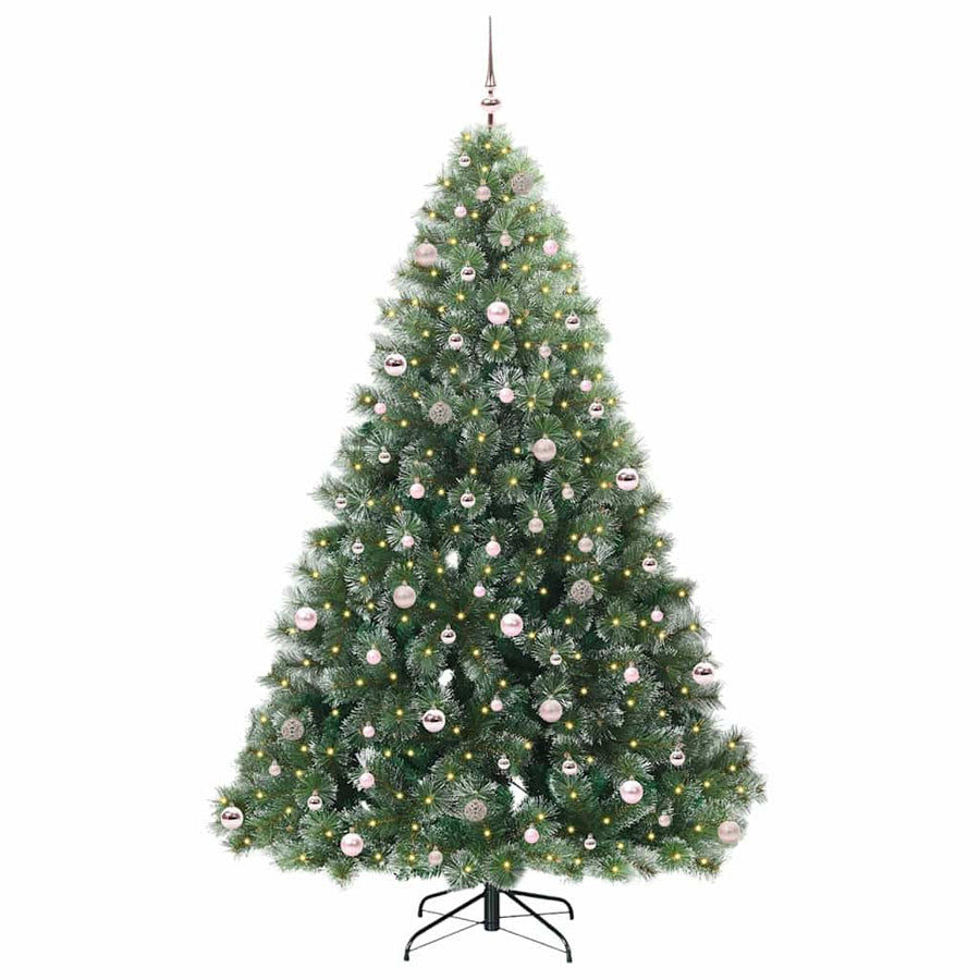 Kunstkerstboom Met 300 Led Met Standaard Groen Pe En Pvc Wit 240 cm