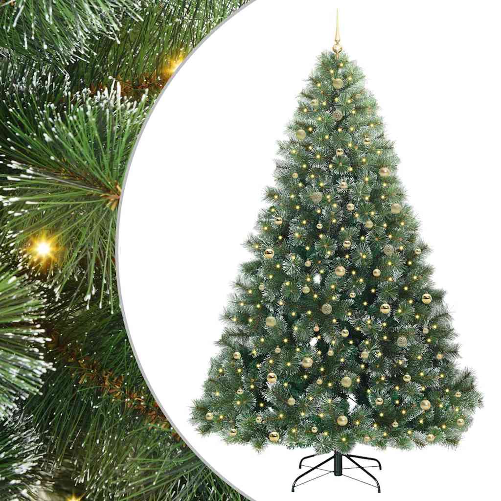 Kunstkerstboom Met 300 Led Met Standaard Groen Pe En Pvc Wit 240 cm