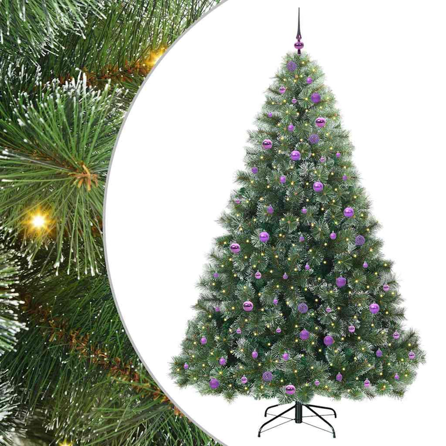 Kunstkerstboom Met 300 Led Met Standaard Groen Pe En Pvc Wit 240 cm