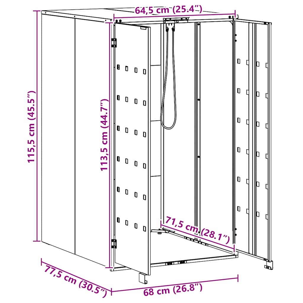 Afvalcontaineropslag met gasliftdeksel voor 240L container