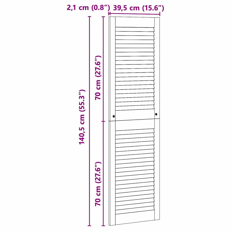 Kastdeuren 2 pcs Bruin 140.5 x 39.5 x 2.1 cm Massief grenenhout