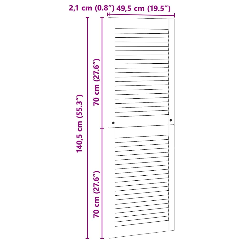 Kastdeuren 2 pcs Bruin 140.5 x 49.5 x 2.1 cm Massief grenenhout