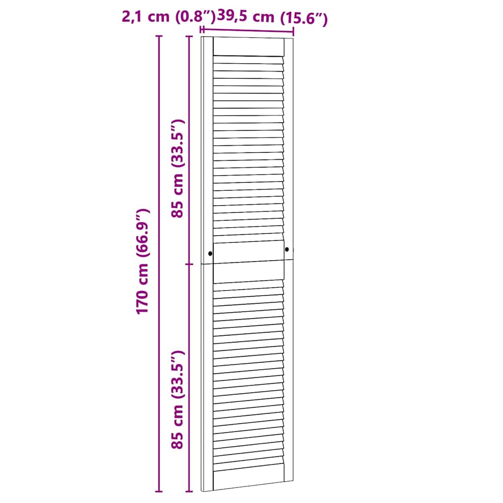 Kastdeur Anders Bruin 170 x 39.5 x 2.1 cm Massief grenenhout