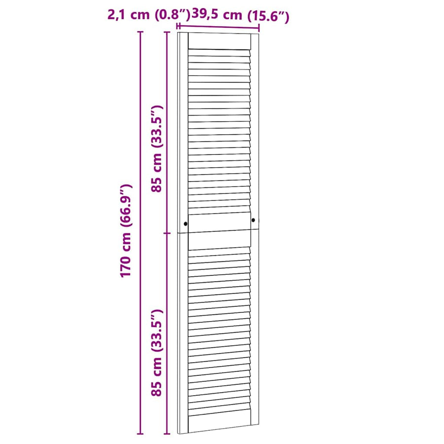 Kastdeur Anders Bruin 170 x 39.5 x 2.1 cm Massief grenenhout