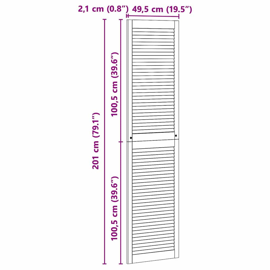 Kastdeuren 2 pcs Bruin 201 x 49.5 x 2.1 cm Massief grenenhout